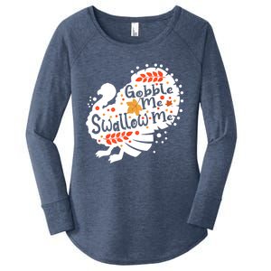 Gobble Me Swallow Me Funny Thanksgiving Dinner Turkey Squad Gift Women's Perfect Tri Tunic Long Sleeve Shirt