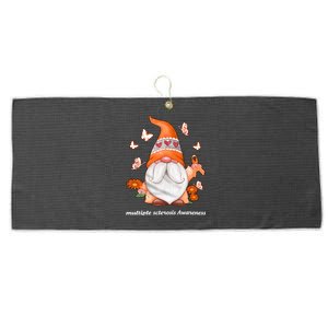 Gnome Multiple Sclerosis Awareness Orange Ribbon Gnome MS Warrior Large Microfiber Waffle Golf Towel