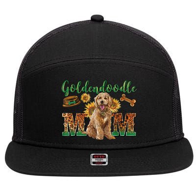 Goldendoodle Mom Sunflowers Goldendoodle Lovers 7 Panel Mesh Trucker Snapback Hat