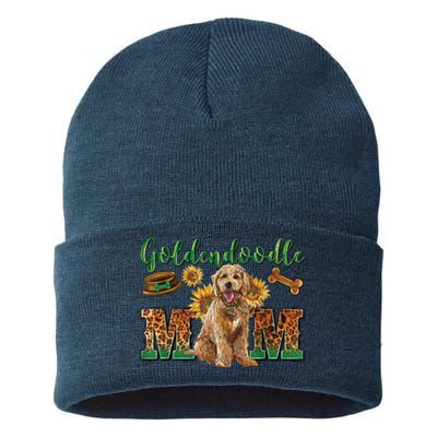 Goldendoodle Mom Sunflowers Goldendoodle Lovers Sustainable Knit Beanie