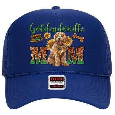 Goldendoodle Mom Sunflowers Goldendoodle Lovers High Crown Mesh Back Trucker Hat