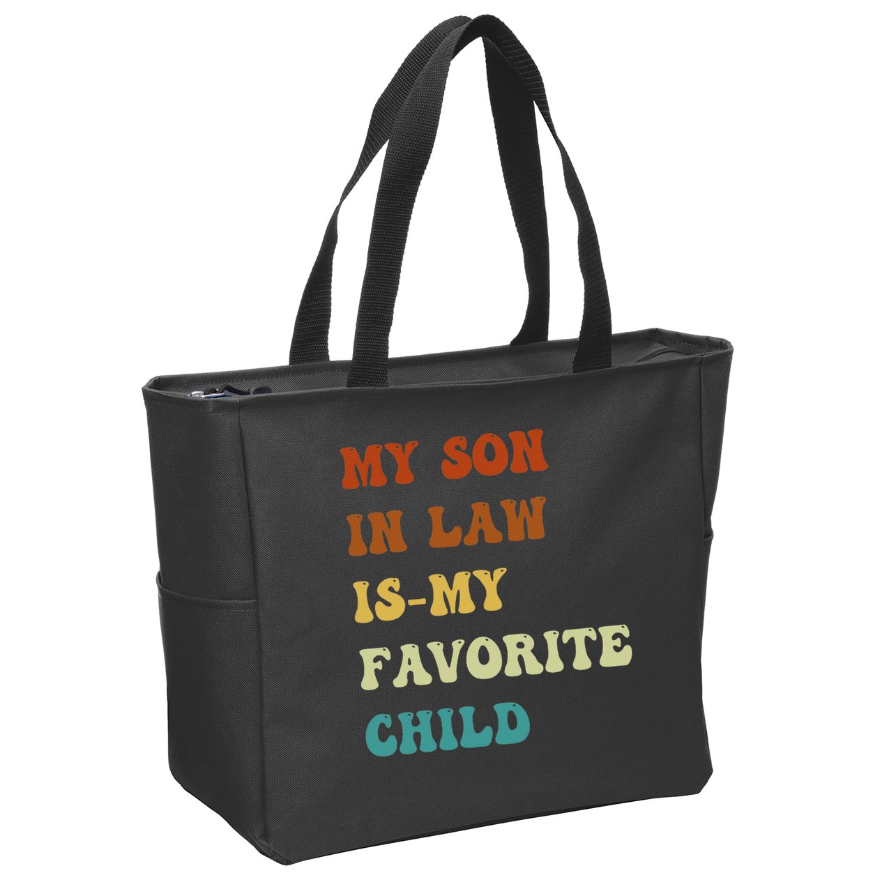 Groovy My Son In Law Is My Favorite Child Funny Son In Law Zip Tote Bag