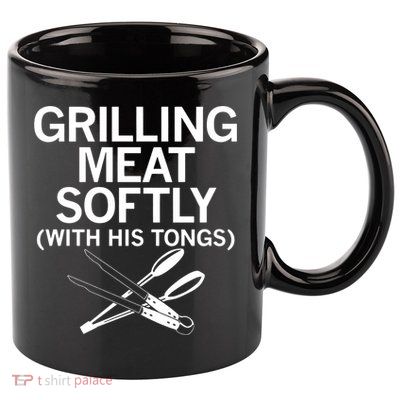 Grilling Meat Softly With His Tongs Funny Grilling Bbq Meaningful Gift 11oz C Handle Ceramic Mug