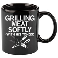 Grilling Meat Softly With His Tongs Funny Grilling Bbq Meaningful Gift 11oz C Handle Ceramic Mug
