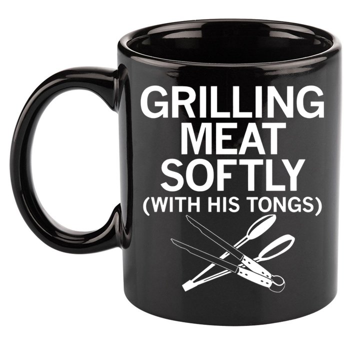 Grilling Meat Softly With His Tongs Funny Grilling Bbq Meaningful Gift 11oz C Handle Ceramic Mug