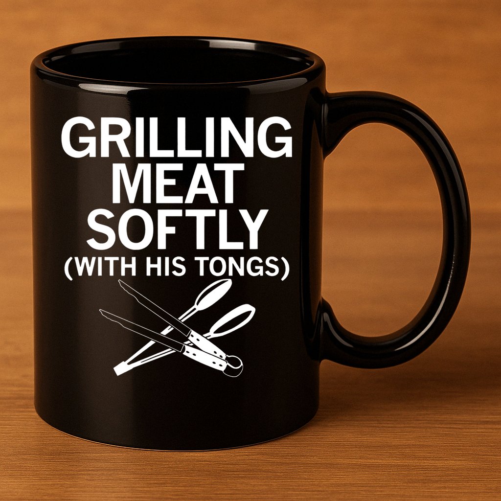 Grilling Meat Softly With His Tongs Funny Grilling Bbq Meaningful Gift 11oz C Handle Ceramic Mug