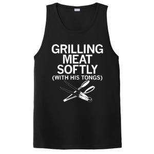 Grilling Meat Softly With His Tongs Funny Grilling Bbq Meaningful Gift PosiCharge Competitor Tank