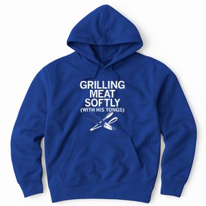 Grilling Meat Softly With His Tongs Funny Grilling Bbq Meaningful Gift Hoodie