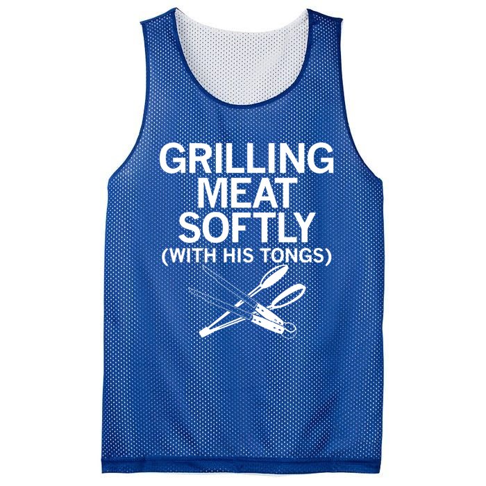 Grilling Meat Softly With His Tongs Funny Grilling Bbq Meaningful Gift Mesh Reversible Basketball Jersey Tank