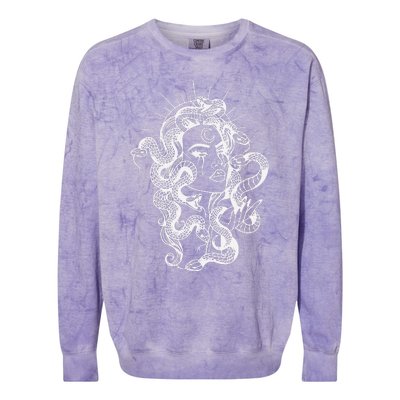 Greek Mythology Snakes Head Witch Colorblast Crewneck Sweatshirt