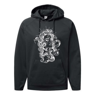 Greek Mythology Snakes Head Witch Performance Fleece Hoodie