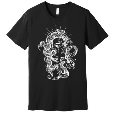 Greek Mythology Snakes Head Witch Premium T-Shirt