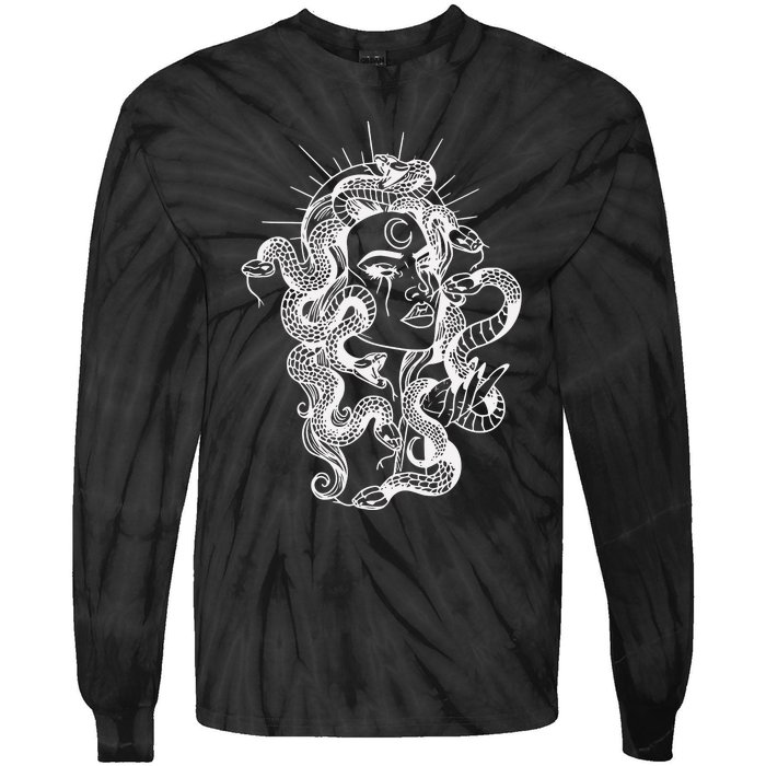 Greek Mythology Snakes Head Witch Tie-Dye Long Sleeve Shirt