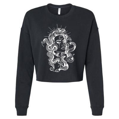 Greek Mythology Snakes Head Witch Cropped Pullover Crew