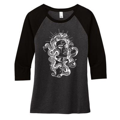 Greek Mythology Snakes Head Witch Women's Tri-Blend 3/4-Sleeve Raglan Shirt