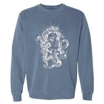 Greek Mythology Snakes Head Witch Garment-Dyed Sweatshirt