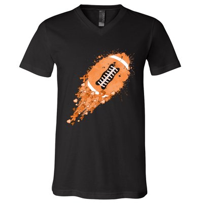 Gameday Multiple Sclerosis Awareness America Football Lover Support V-Neck T-Shirt