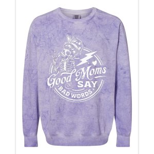 Good Mom Says Bad Words Messy Bun Skull Thanksiving Colorblast Crewneck Sweatshirt