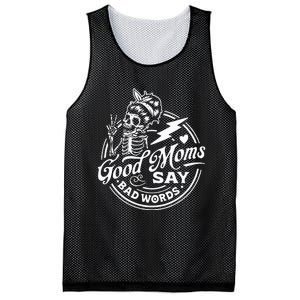 Good Mom Says Bad Words Messy Bun Skull Thanksiving Mesh Reversible Basketball Jersey Tank