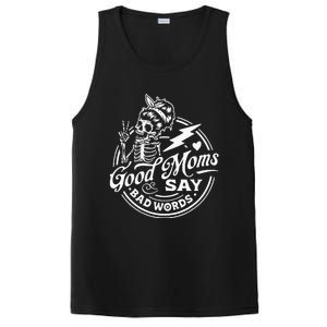 Good Mom Says Bad Words Messy Bun Skull Thanksiving PosiCharge Competitor Tank