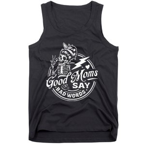 Good Mom Says Bad Words Messy Bun Skull Thanksiving Tank Top