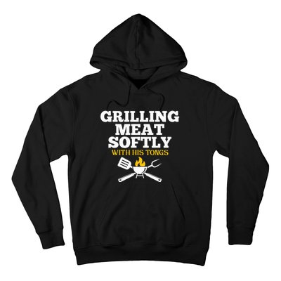 Grilling Meat Softly With His Tongs Funny Grill Barbecue Dad Hoodie