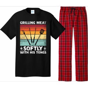 Grilling Meat Softly With His Tongs Funny Grilling Bbq Quote Pajama Set