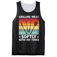 Grilling Meat Softly With His Tongs Funny Grilling Bbq Quote Mesh Reversible Basketball Jersey Tank