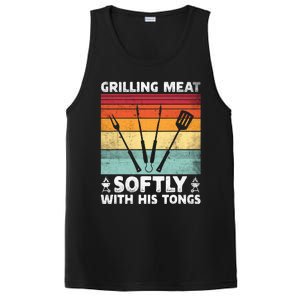 Grilling Meat Softly With His Tongs Funny Grilling Bbq Quote PosiCharge Competitor Tank