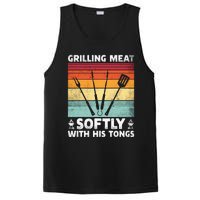 Grilling Meat Softly With His Tongs Funny Grilling Bbq Quote PosiCharge Competitor Tank