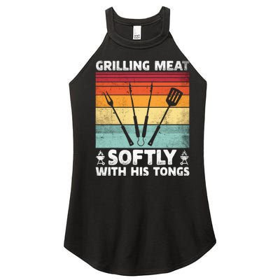 Grilling Meat Softly With His Tongs Funny Grilling Bbq Quote Women’s Perfect Tri Rocker Tank