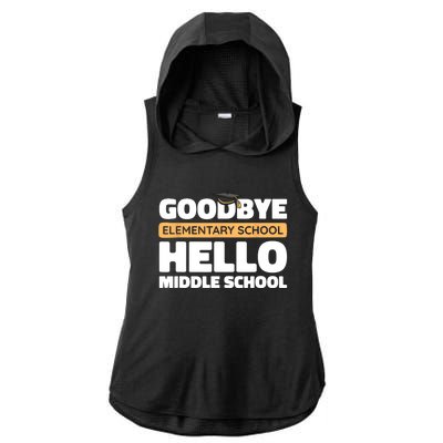 Goodbye Middle School Hello High School 8th Grade Graduation Ladies PosiCharge Tri-Blend Wicking Draft Hoodie Tank