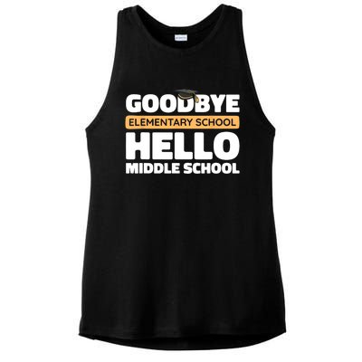 Goodbye Middle School Hello High School 8th Grade Graduation Ladies PosiCharge Tri-Blend Wicking Tank