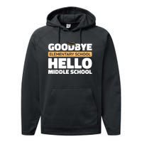 Goodbye Middle School Hello High School 8th Grade Graduation Performance Fleece Hoodie