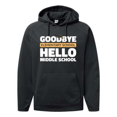 Goodbye Middle School Hello High School 8th Grade Graduation Performance Fleece Hoodie