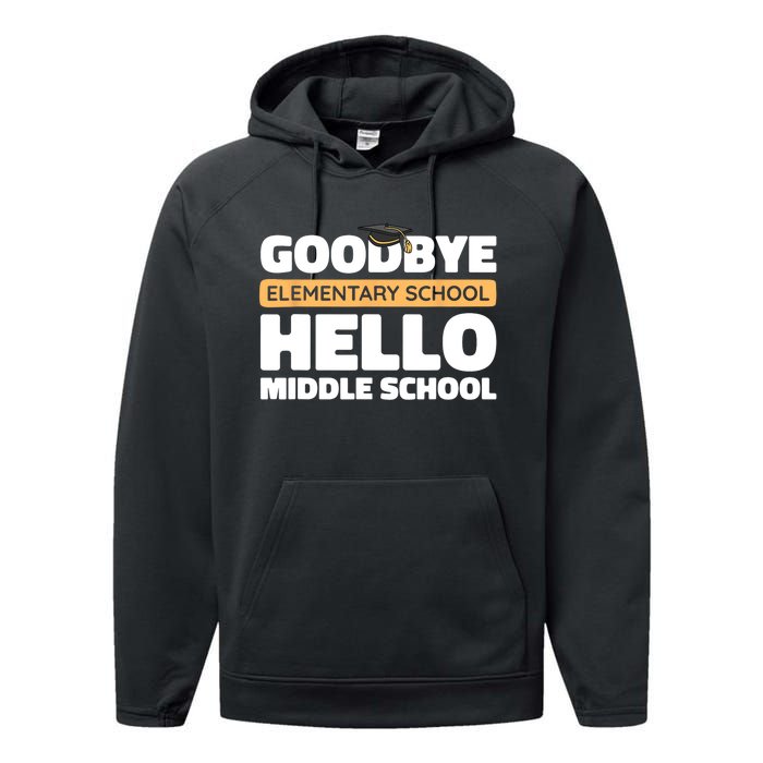 Goodbye Middle School Hello High School 8th Grade Graduation Performance Fleece Hoodie