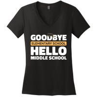 Goodbye Middle School Hello High School 8th Grade Graduation Women's V-Neck T-Shirt