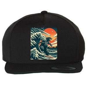 Great Monster Surfing Wave Off Kanagawa Japanese Wool Snapback Cap