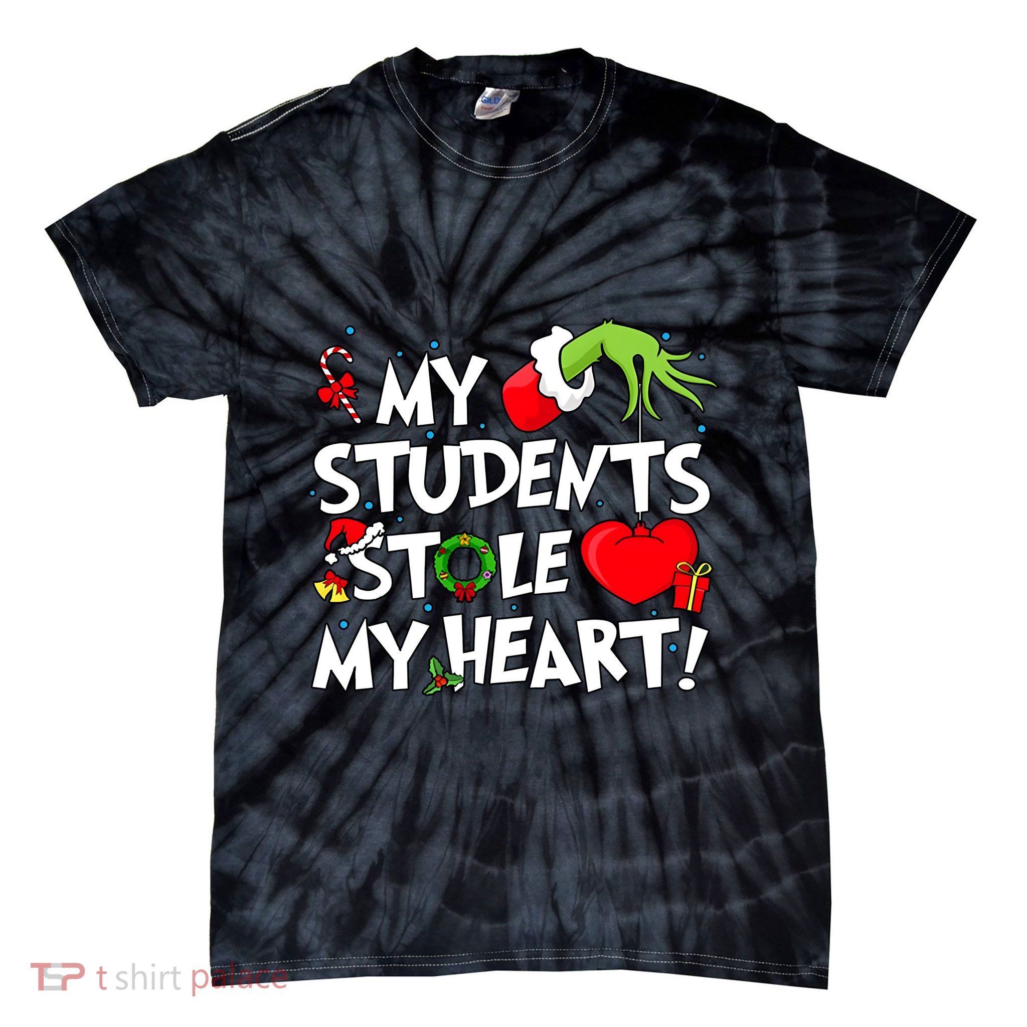 Grinchmas My Student Stole My Heart Christmas Holiday Season Teacher Tie-Dye T-Shirt