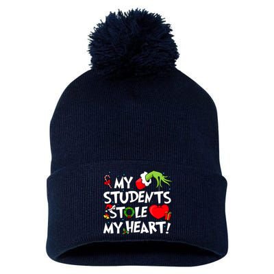 Grinchmas My Student Stole My Heart Christmas Holiday Season Teacher Pom Pom 12in Knit Beanie