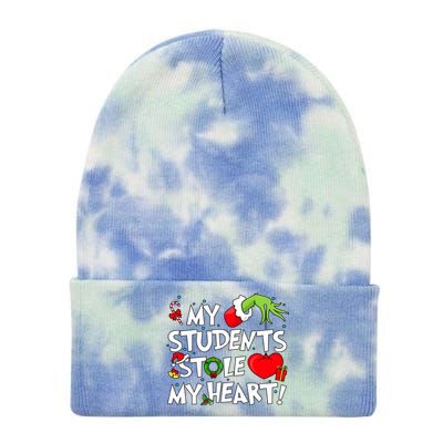 Grinchmas My Student Stole My Heart Christmas Holiday Season Teacher Tie Dye 12in Knit Beanie