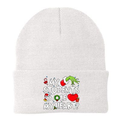 Grinchmas My Student Stole My Heart Christmas Holiday Season Teacher Knit Cap Winter Beanie