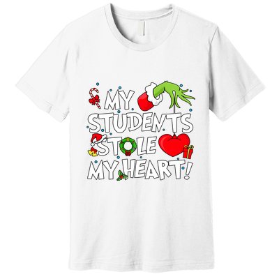 Grinchmas My Student Stole My Heart Christmas Holiday Season Teacher Premium T-Shirt