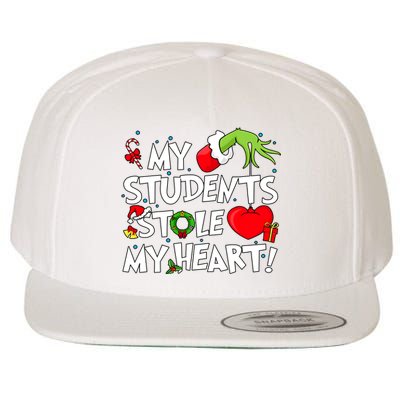 Grinchmas My Student Stole My Heart Christmas Holiday Season Teacher Wool Snapback Cap