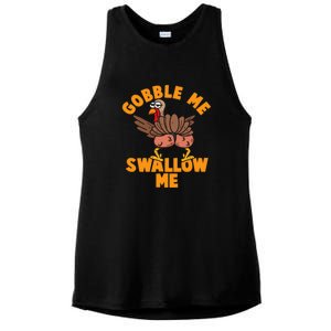 Gobble Me Swallow Funny Thanksgiving Turkey Ladies PosiCharge Tri-Blend Wicking Tank