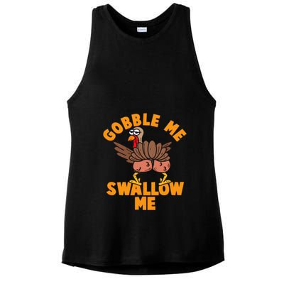 Gobble Me Swallow Funny Thanksgiving Turkey Ladies PosiCharge Tri-Blend Wicking Tank