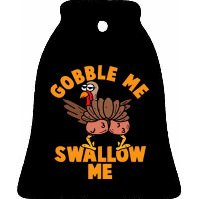 Gobble Me Swallow Funny Thanksgiving Turkey Ceramic Bell Ornament