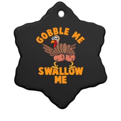 Gobble Me Swallow Funny Thanksgiving Turkey Ceramic Star Ornament