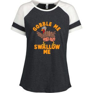 Gobble Me Swallow Funny Thanksgiving Turkey Enza Ladies Jersey Colorblock Tee