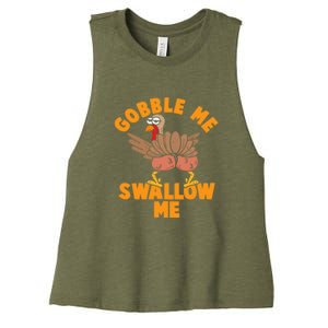 Gobble Me Swallow Funny Thanksgiving Turkey Women's Racerback Cropped Tank